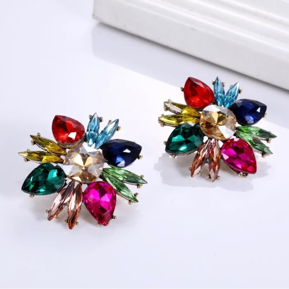 Multicolor rhinestones earrings